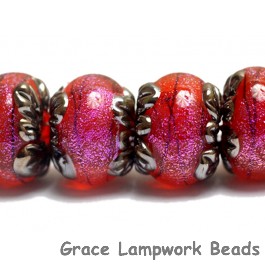 10706721 - Six Passion Pink Shimmer Rondelle Beads
