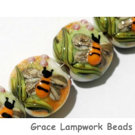 11007312 - Four Bumble Bee Garden Lentil Beads