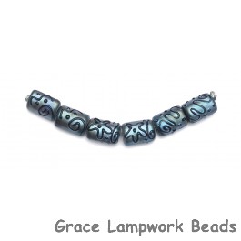 11204303 - Six Blue Pearl Surface w/Black Mini Kalera Beads