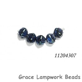 11204307 - Five Blue Pearl Surface w/Black String Crystal Beads