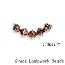 11204407 - Five Copper Pearl Surface w/Black Swirl Crystal Beads