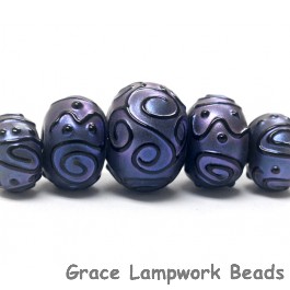 11204711 - Five Graduated Purple Pearl Surface Rondelle Beads