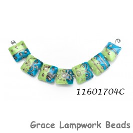 11601704C - Seven Green w/Blue Pillow Beads