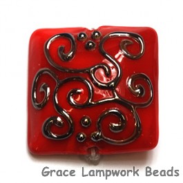 11807204 - Red w/Metal Color String Pillow Focal Bead