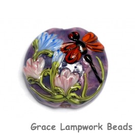 11816702 - Red Dragonfly/Violet Garden Lentil Focal Bead