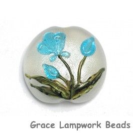 11832402 - Maya Blue Flower Lentil Focal Bead