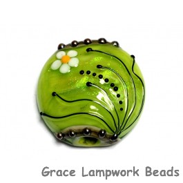 11838502 - Spring Green Florals Lentil Focal Bead