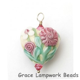 HP-11809605 - Ivory w/Pink Flower Heart Pendant