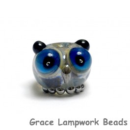 OWL-S-02 - Free Style with Blue Dots Owl Rondelle Bead