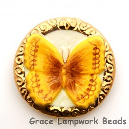 PB063600 - 36mm Porcelain Disk Yellow-gold Butterfly