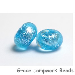 PR11 Clearance - Two Light Blue with Silver Dichroic Rondelle Beads