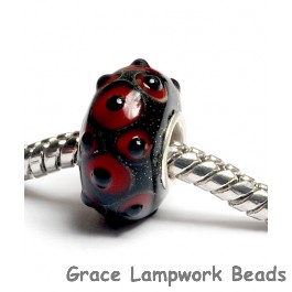 SC10084 - Large Hole Red w/Black Bumps Rondelle Bead