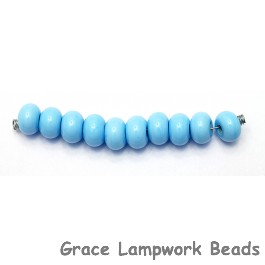 SP005 - Ten Opaque Powder Blue Rondelle Spacer Beads
