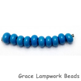 Grace Lampwork Beads SP007 - Ten Opaque Teal Blue Rondelle Spacer Beads -  High Quality Handmade Glass Beads