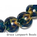 10407512 - Four Blue & Orange Lentil Beads