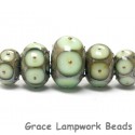 10504911 - Five Moss Green w/Metal Dots Graduated Rondelle Beads