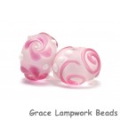 10108501 - Seven Pink/White Frosted Rondelle Beads