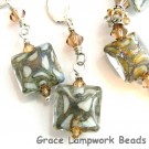 10303404 Earrings using Ivory w/Crystal Clear Pillow Beads