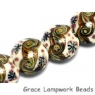 10305912 - Four Ivory w/Purple Japanese Kimono Lentil Beads