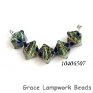 10406507 - Five Deep Ocean Blue w/Silver Foil Crystal Beads
