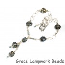 10406602 Necklace using Gray Blue w/Silver Foil Lentil Beads