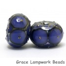 10407821 - Six Lavender w/Metal Dots Rondelle Beads