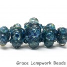 10409611 - Five Graduated Blue Free Style Boro Rondelle Beads