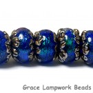 10413001 - Seven Sapphire Sea Shimmer Rondelle Beads