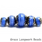 10413411 - Five Arctic Blue Shimmer Graduated Rondelle Beads