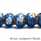 10414201 - Seven Arctic Blue Florals Rondelle Beads