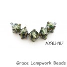 10503407 - Five Green w/Silver Foil Crystal Beads