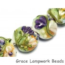 10504502 - Seven White w/Purple Flora Lentil Beads
