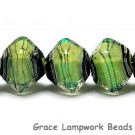 10507707- Five Spring Green Shimmer Crystal Shaped Beads