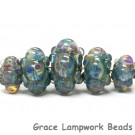 10601911 - Five Graduated Blue Boro Rondelle Beads