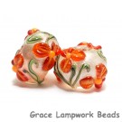 10705901 - Seven Vermilion Flower Rondelle Beads