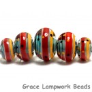 11007811 - Five Carmine Stripes Graduated Rondelle Beads