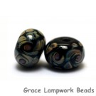 11200801 - Seven Black w/Twisted Beige Rondelle Beads