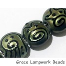11203802 - Seven Green Pearl Surface w/Black String Lentil Beads