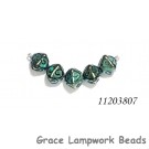 11203807 - Five Green Pearl Surface w/Black Crystal Beads