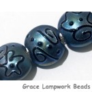 11204302 - Seven Blue Pearl Surface w/Black String Lentil Beads