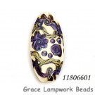 11806601 - Ivory w/Purple & Beige Stringer Oval Focal Bead