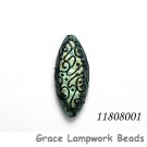 11808001 - Green Pearl Surface w/Black String Oval Focal Bead