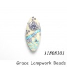 11808301 - Light Ivory w/Blue Flower Oval Focal Bead