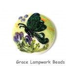 11834902 - Green Sparkle Garden Butterfly Lentil Focal Bead