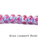 3620201 Clearance - Seven Pink Floral w/Lavender Core Rondelle Beads