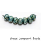 AB01701 - Seven Green w/White Dichroic Boro Rondelle Beads
