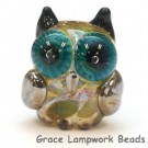 OWL-M-04- Olive green dots free style owl bead, size M