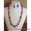 LC- Necklace with 11106311 Graduated Red & Ivory w/Beige Dot Rondelle Beads