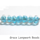 ST11 Clearance - Seven Light Blue with Silver Dichroic Rondelle Beads