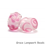 10108501 - Seven Pink/White Frosted Rondelle Beads